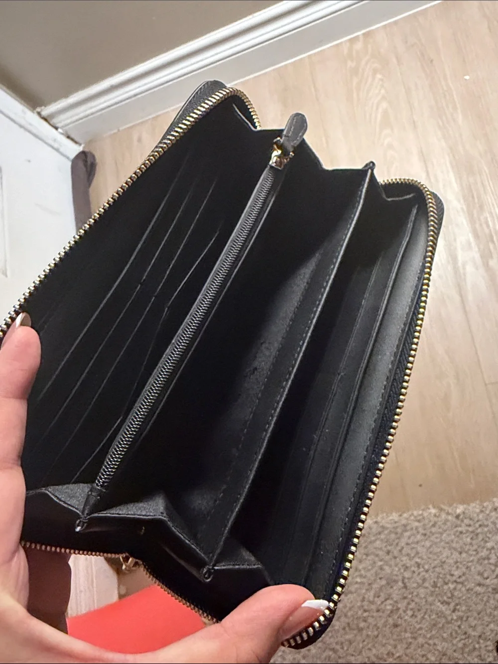 kate spade Two-Tone Black and Taupe Saffiano Leather Wallet